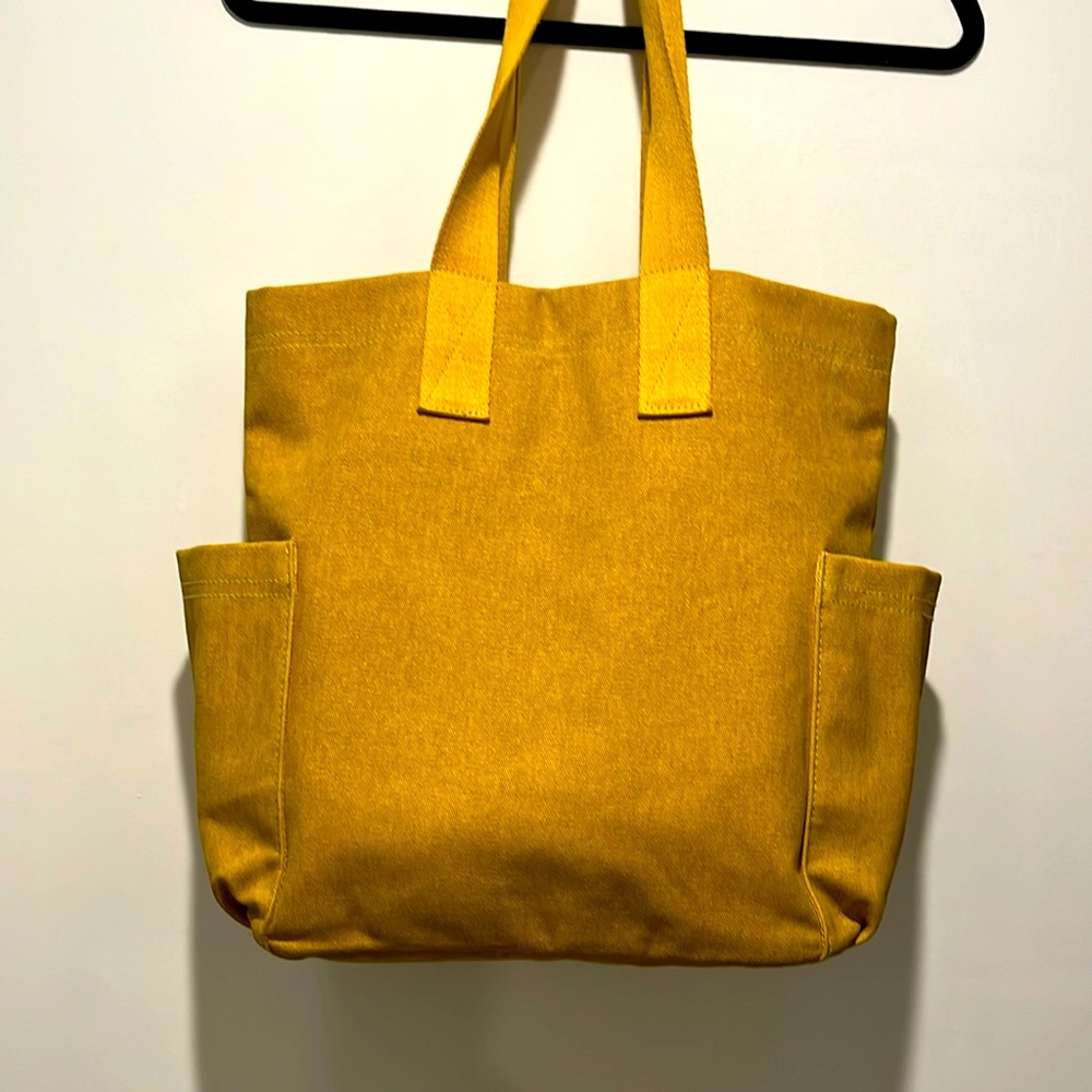 Gold canvas tote bag